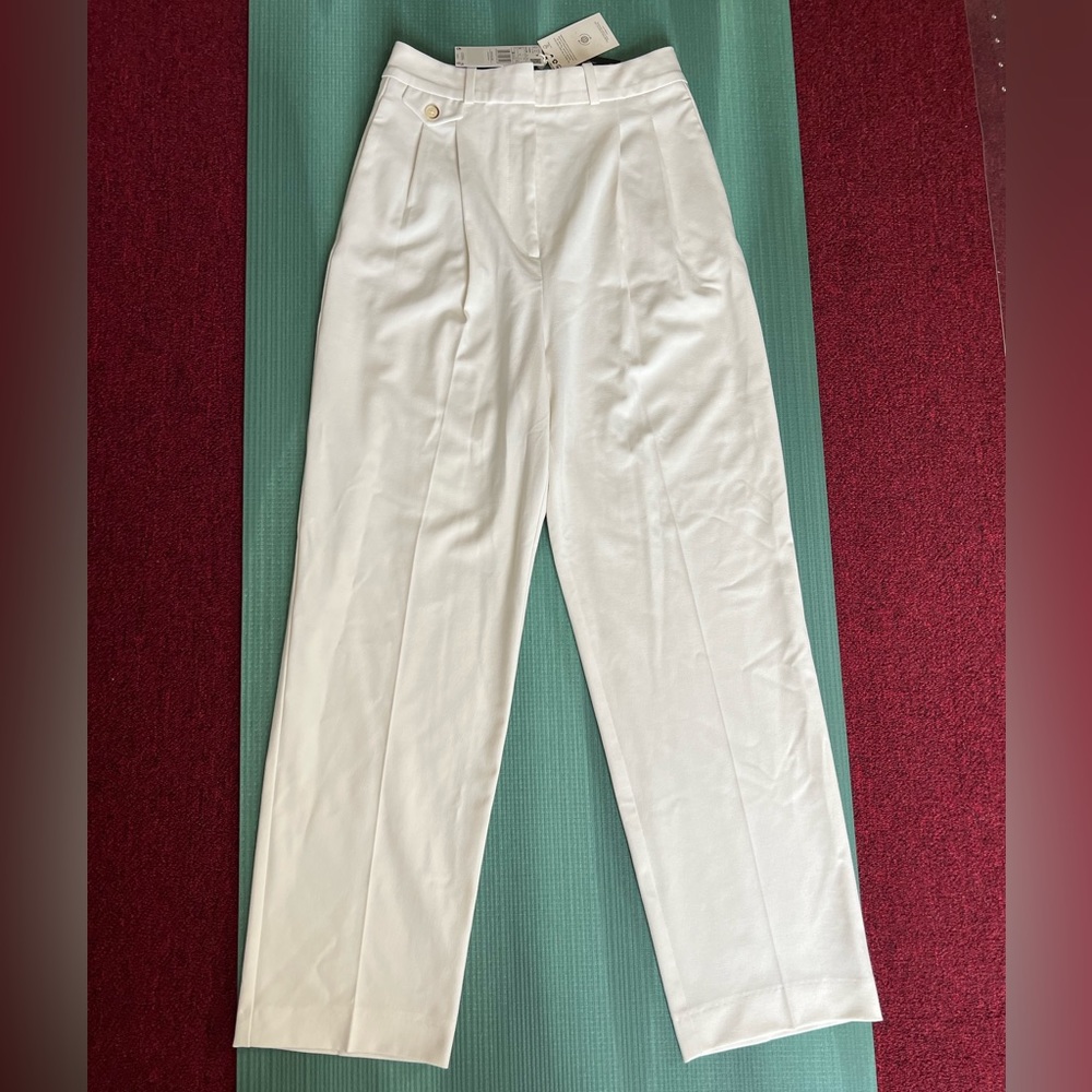 Mango high waisted white pants